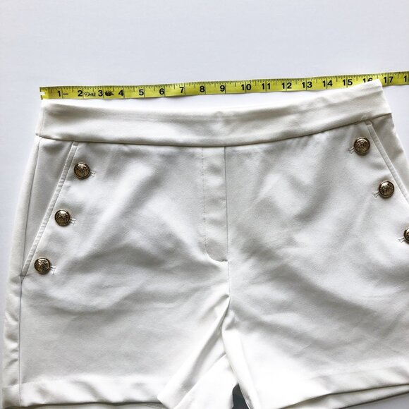 RACHEL ZOE White Sailor Gold Button Pull On Shorts Womens 12 - Picture 7 of 8